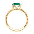 thumbnail image 2 of Cushion Cut Lab Created Emerald Solitaire Ring with Diamond for Women (2 Carat), 18K Yellow Gold, US 7.00, 2 of 8