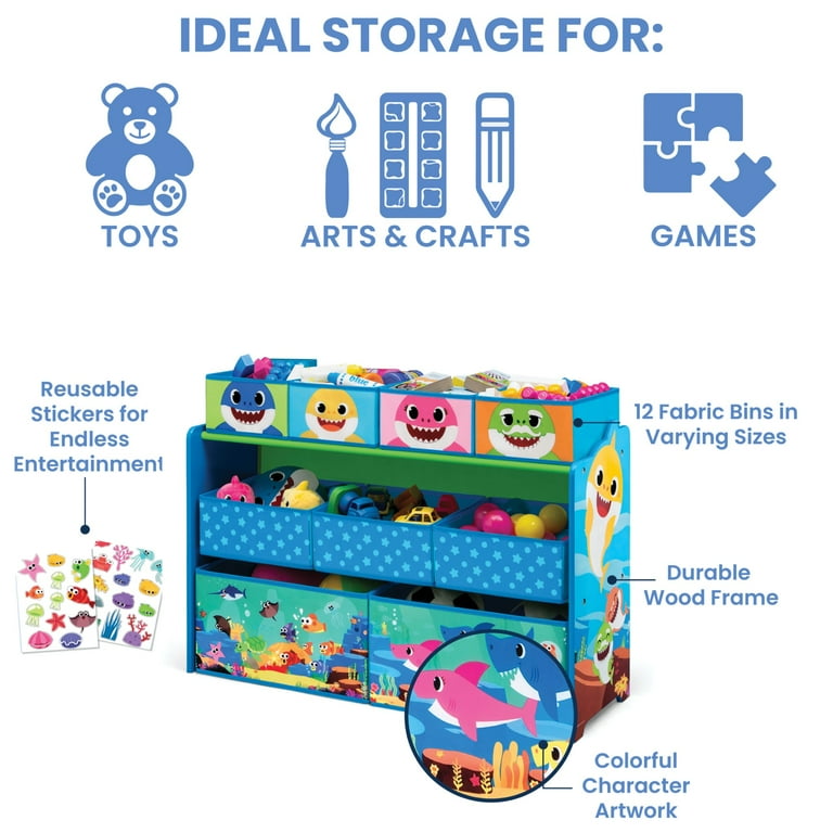 Delta Children Baby Shark Deluxe 9 Bin Design and Store Toy Organizer