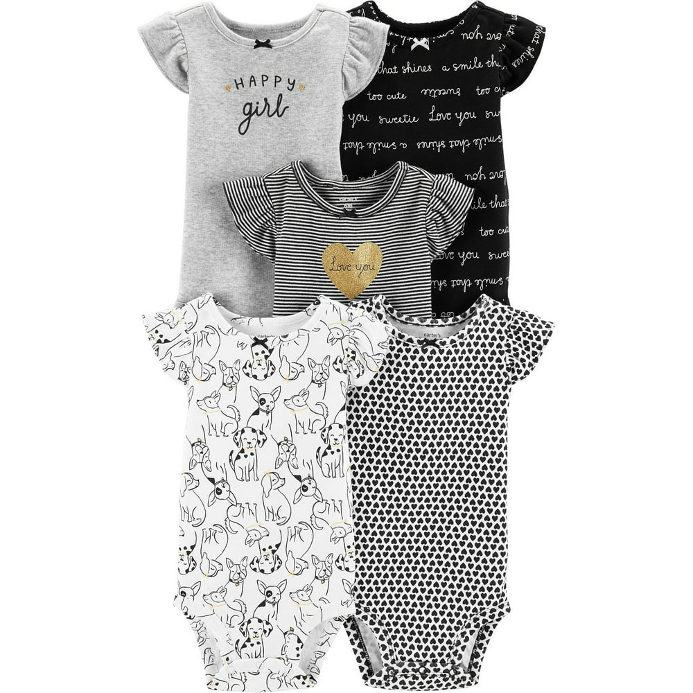 Carter's Carter's Baby Girls' 5Pack ShortSleeve Original Bodysuits, Love You, 3 Months