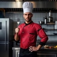 thumbnail image 2 of Gyexs Unisex Double- Chef Coat Men Back Full Mesh Lightweight Chef Jacket Color Stitching Chef Uniform for Kitchen Red, Size XXL, 2 of 5