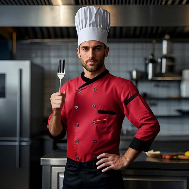 Men's Catering Chef Workwear Long Sleeve Cardigan Shirt Kitchen Outfit Comfortable Durable Top for Cooking