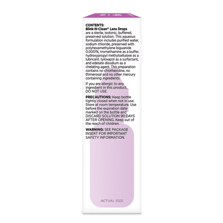 Blink-N-Clean Rewetting Eye Drops for Contact Lenses, Dry Lens Lubricant and Moisturizing, 0.5 fl oz