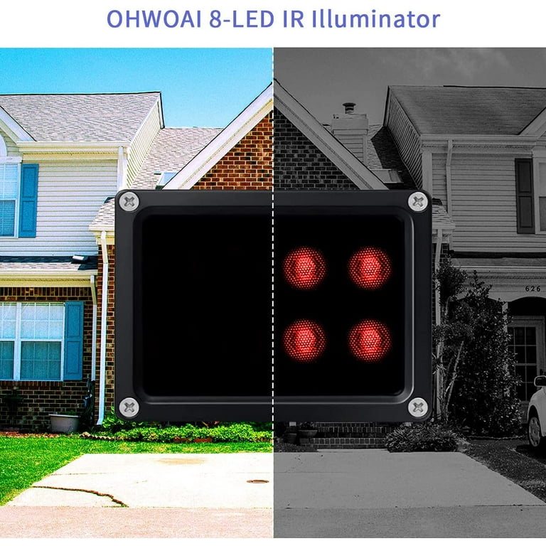 OHWOAI 8-LED IR Illuminator, Outdoor Indoor, 850nm 12V