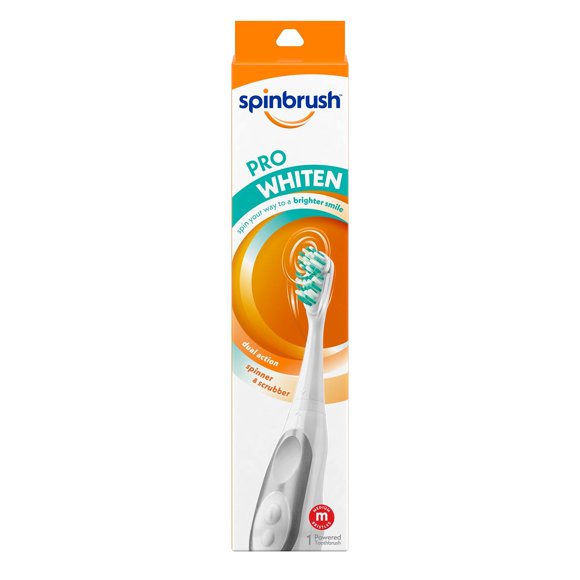 Spinbrush Pro Whiten, Cepillo de Dientes a Batería para Adultos, Cerdas Medianas, Pilas Incluidas