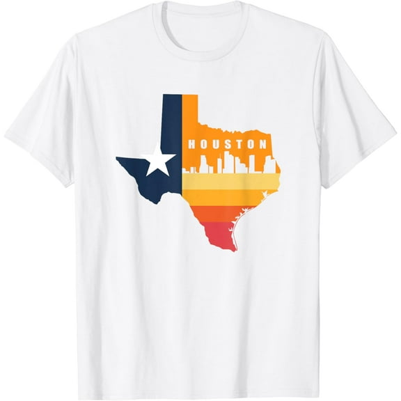 Houston City Texas Map for Patriotic Texan T-Shirt100% cotton