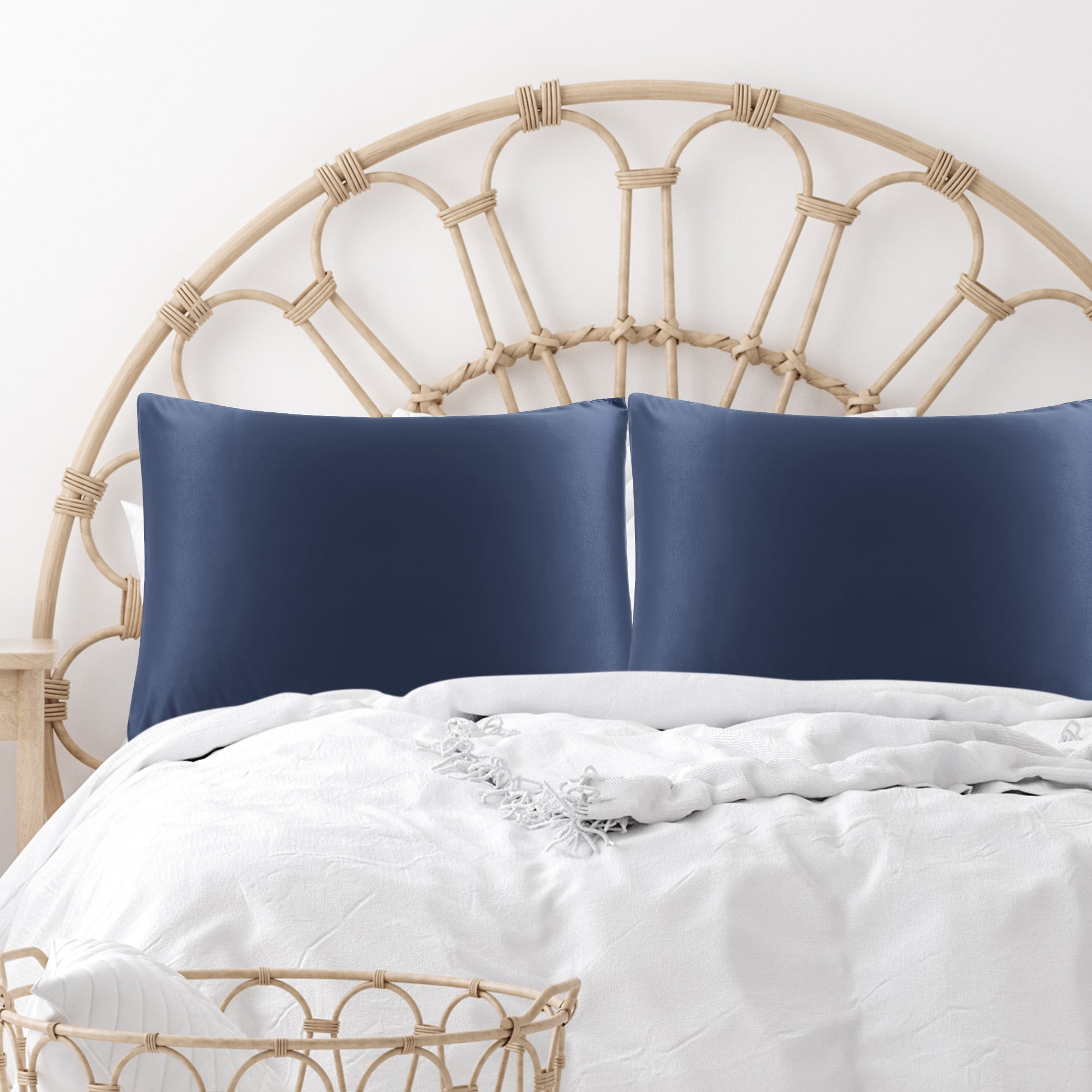 Unique Bargains 4 Pack Satin Pillowcases for Hair and Skin, Navy Standard