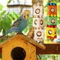 thumbnail image 4 of Bird Chew Toy with Bell, Hanging Rotating Wood Block for Parrot Foraging Enrichment, Small to Medium Bird Toys for Cockatiel, Conure, Caique to Grind Beak and Relieve Boredom, 4 of 7