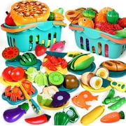 100-piece children's kitchen food toy set - plastic cut-out fake food/fruit/vegetable accessories