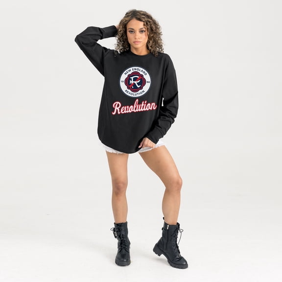 Women's Gameday Couture Black New England Revolution Oversized Long Sleeve T-Shirt