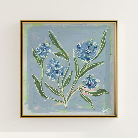 Modernouthern Floralof Blue Flower Arrangement, Feminine Light Blue And Green, Botanical Decor Wall Art, Modern Wall Decor, 16x16 UNFRAMED