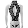 thumbnail image 5 of See Through Men Lace Bikini Lingerie Set Sleeveless Sissy Bra Tops with Crotchless G-string Thong Underwear Gay Sexy Panties, 5 of 5