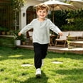 thumbnail image 5 of hoksml Boys Cotton Loungewear Set, Long Sleeve Henley Shirt and Jogger Pants, Kids 2-Piece Casual Outfit, 5 of 5