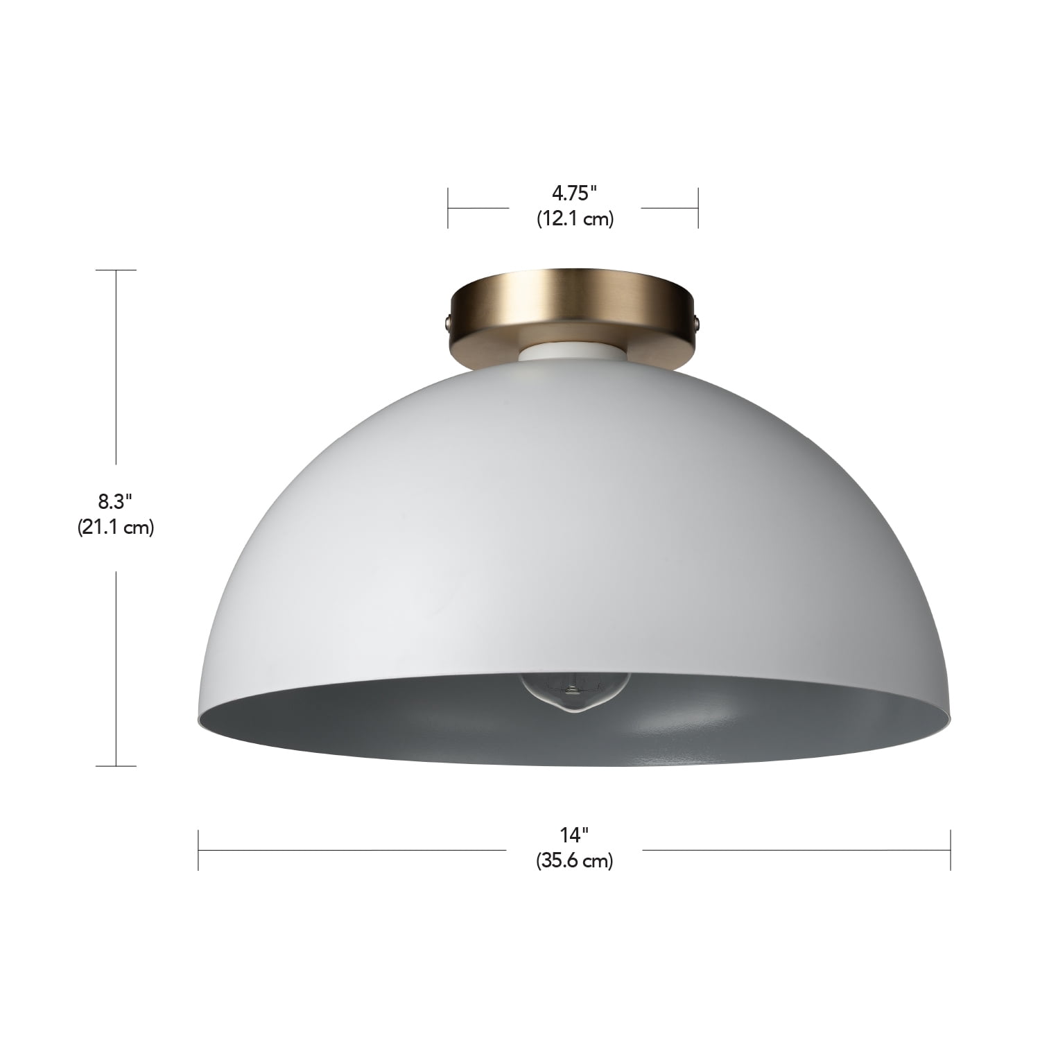 Globe Electric Monica 1-Light Matte White Gold Indoor Semi-Flush Mount, Bulb Included