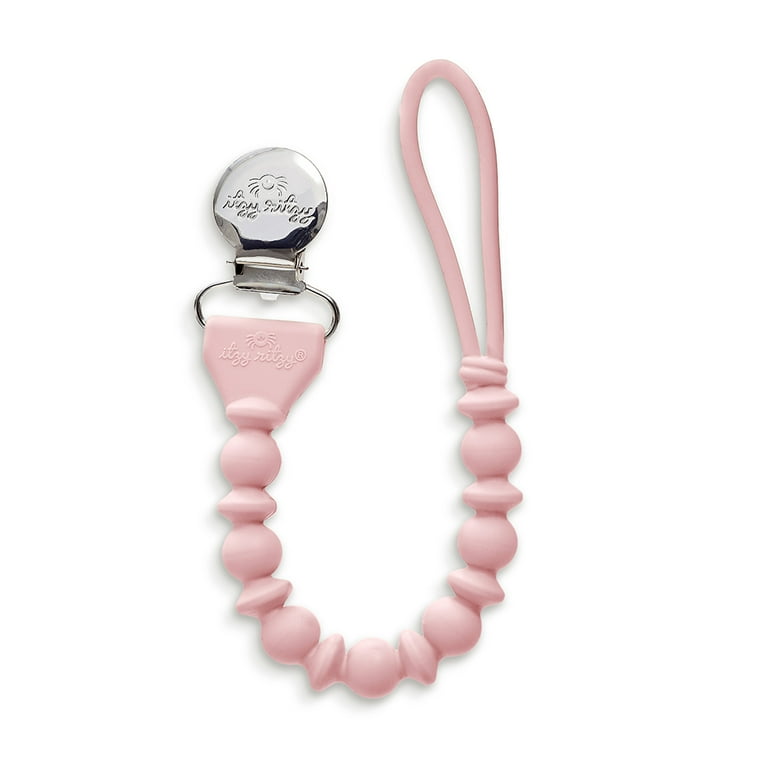 Itzy Ritzy Beaded Pacifier Clip, Pink Silicone photo 2