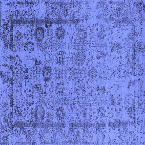 Ahgly Company Indoor Square Oriental Blue Industrial Area Rugs, 3' Square