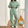 thumbnail image 3 of Fgvctg Womens Sweatsuits 2 Piece Set Winter Sweatsuits Cozy Jogger Sweatpants Plus Size Fleece Tracksuit Oversized Sweatshirt Lounge Set with Pockets Army Green L, 3 of 6