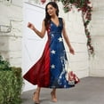 thumbnail image 2 of Women's Stylish V-Neck Sleeveless Dress Independence Day Themed Print, Casual Long Sundress for Beachwear and Holiday Celebrations,Deep Red XL, 2 of 5