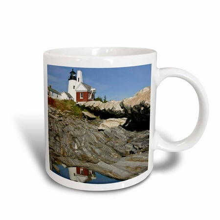 3dRose USA, Maine. Pemaquid Lighthouse and rocky coast - US20 BTH0001 - Brenda Tharp, Ceramic Mug, 15-ounce