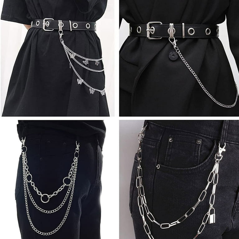 Chaîne De Ceinture Punk En Métal Argenté 54 Cm – Style Gothique, Hip-hop, Biker Pour Hommes Et Femmes