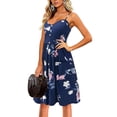 thumbnail image 3 of VISgogo Vestido sin mangas de verano para mujer, estampado de flores/leopardo para adultos, cuello en V, correa de espagueti cruzada, una pieza con bolsillos VISgogo  moda, 3 of 6