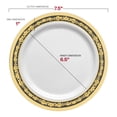thumbnail image 3 of Smarty 7.5" White w/ Black & Gold Royal Rim Plastic Salad Plates 120ct, 3 of 7