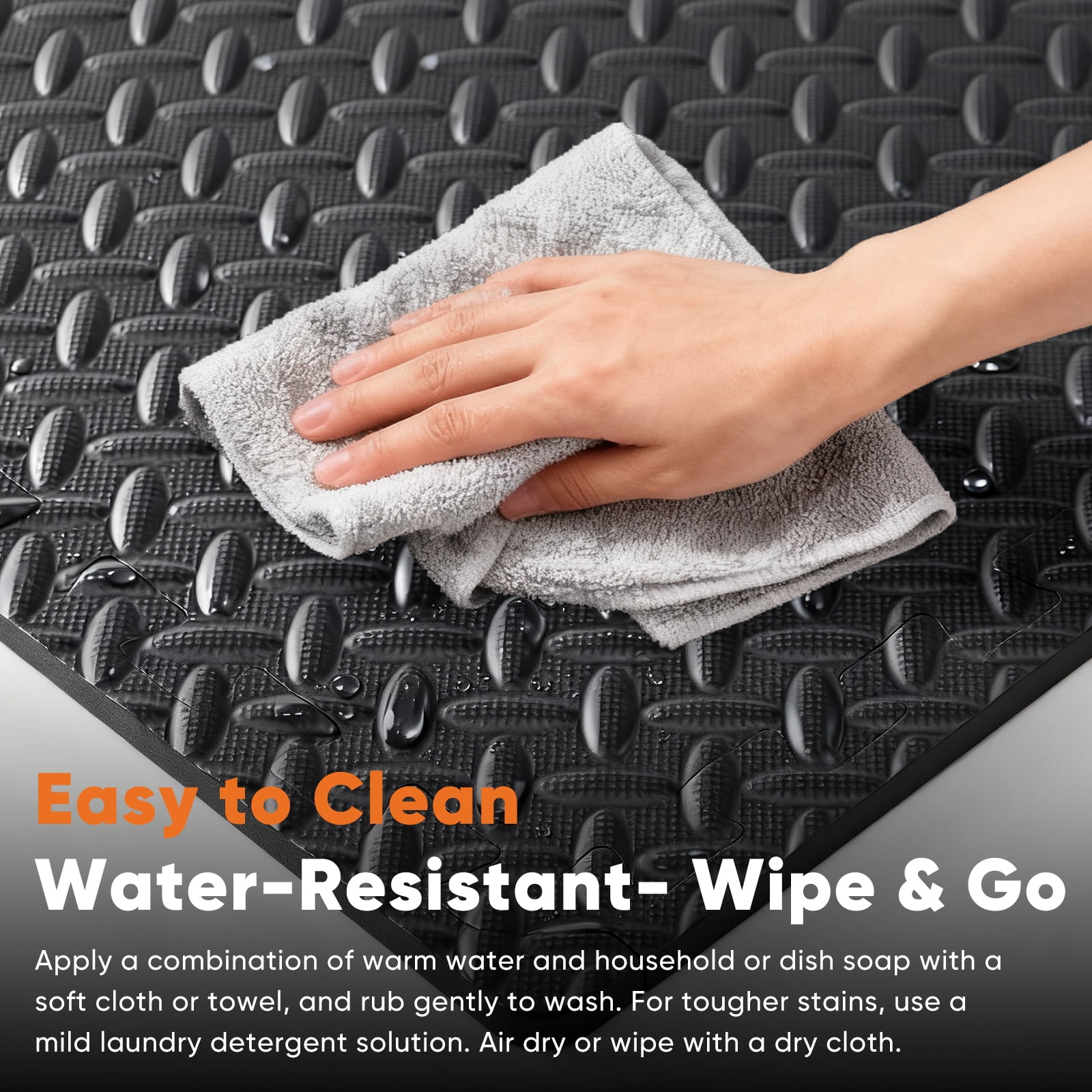 EDX 24 inch EVA Foam Tiles, 36P Puzzle Exercise Mat for Home Gym & Floor Padding, Black