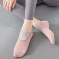 thumbnail image 3 of CSChome Yoga Socks with Strap Design 1 Pair Yoga Boat Anti-skid Silicone Grip Bottom Solid Color High Elasticity Sweat Absorption Adult Home Pilates Dance, 3 of 7