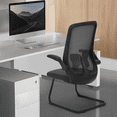 thumbnail image 6 of MoNiBloom Set of 2 Mesh Office Chair, Ergonomic Conference Seat with Lumbar Support & Flip-Up Arms for Guest Reception, Black, 6 of 11
