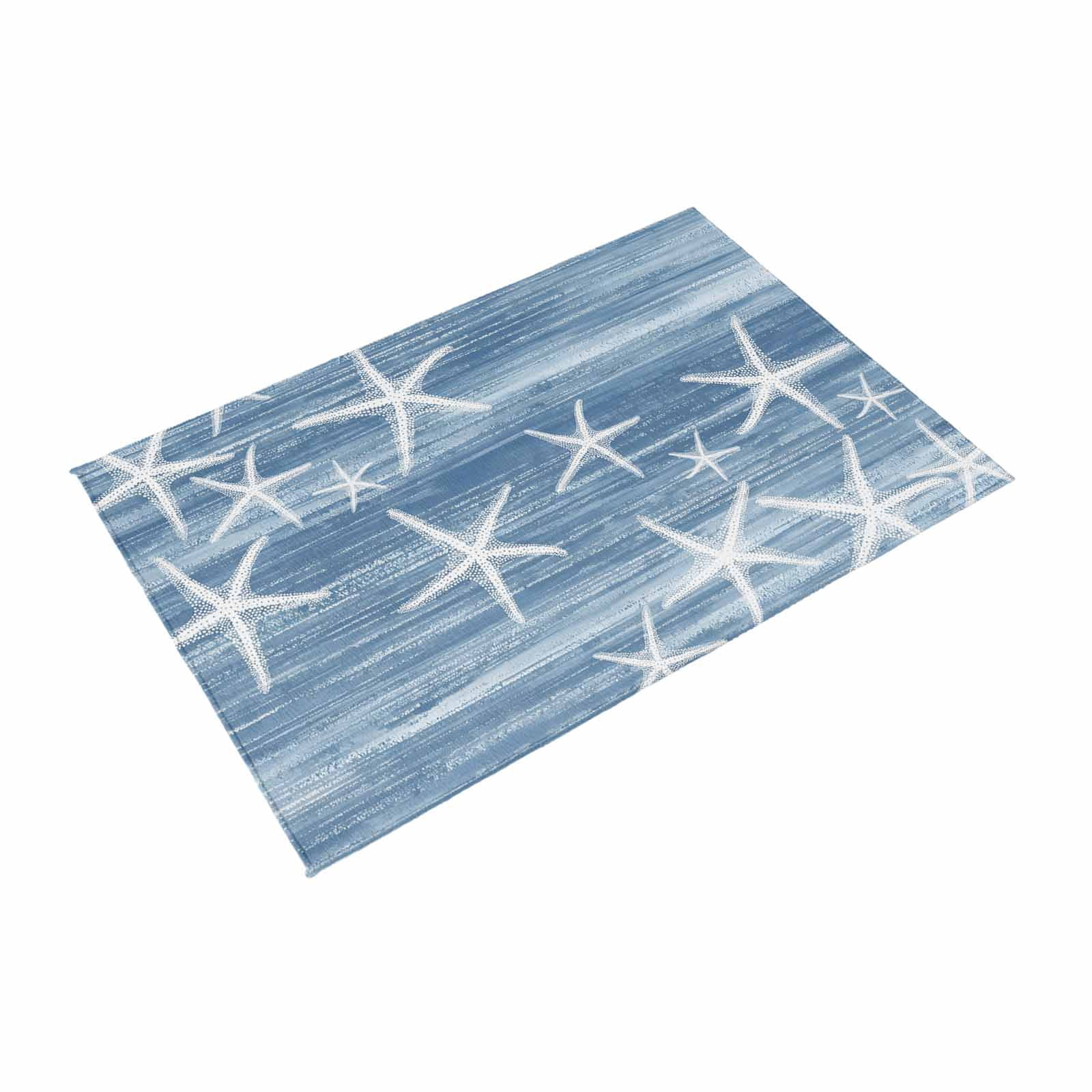 Blue Coastal Outdoor Rug for Patio/Deck/Porch, Non-Slip Large Area Rug 5 x 8 Ft, Summer Ocean Waves Ombre Sea Starfish Indoor Outdoor Rugs Washable Area Rugs, Reversible Camping Rug Carpet Runner