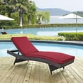 thumbnail image 2 of Modern Contemporary Urban Design Outdoor Patio Balcony Chaise Lounge Chair, Red, Rattan, 2 of 4