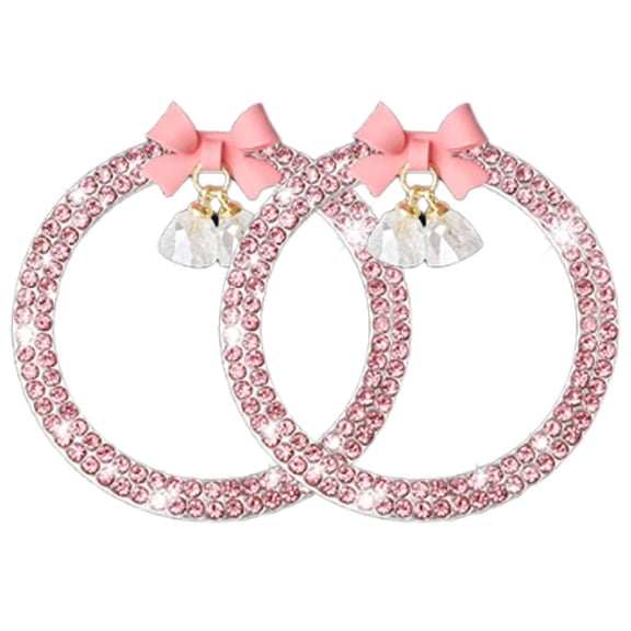 vlrwzc Car Bling Rhinestone Engine Start Ring Decals, 2pcs Car Push Start Button Cover Sticker, Sparkling Car Interior Accessories for Women