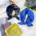 thumbnail image 4 of Nvzi Elegante bufanda cuadrada pequeña, nueva diadema de primavera, bufanda de algodón y cáñamo estampada versátil, 1 pieza (gris), 4 of 4