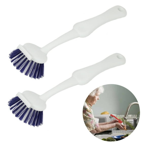 2 Pc Vegetable Cleaning Brush With Handle Fruit Veggie Scrubber Nylon Bristles