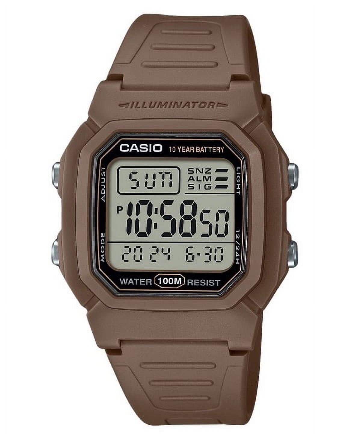 Casio Men's Classic Digital Sport Watch with Brown Resin Strap - W