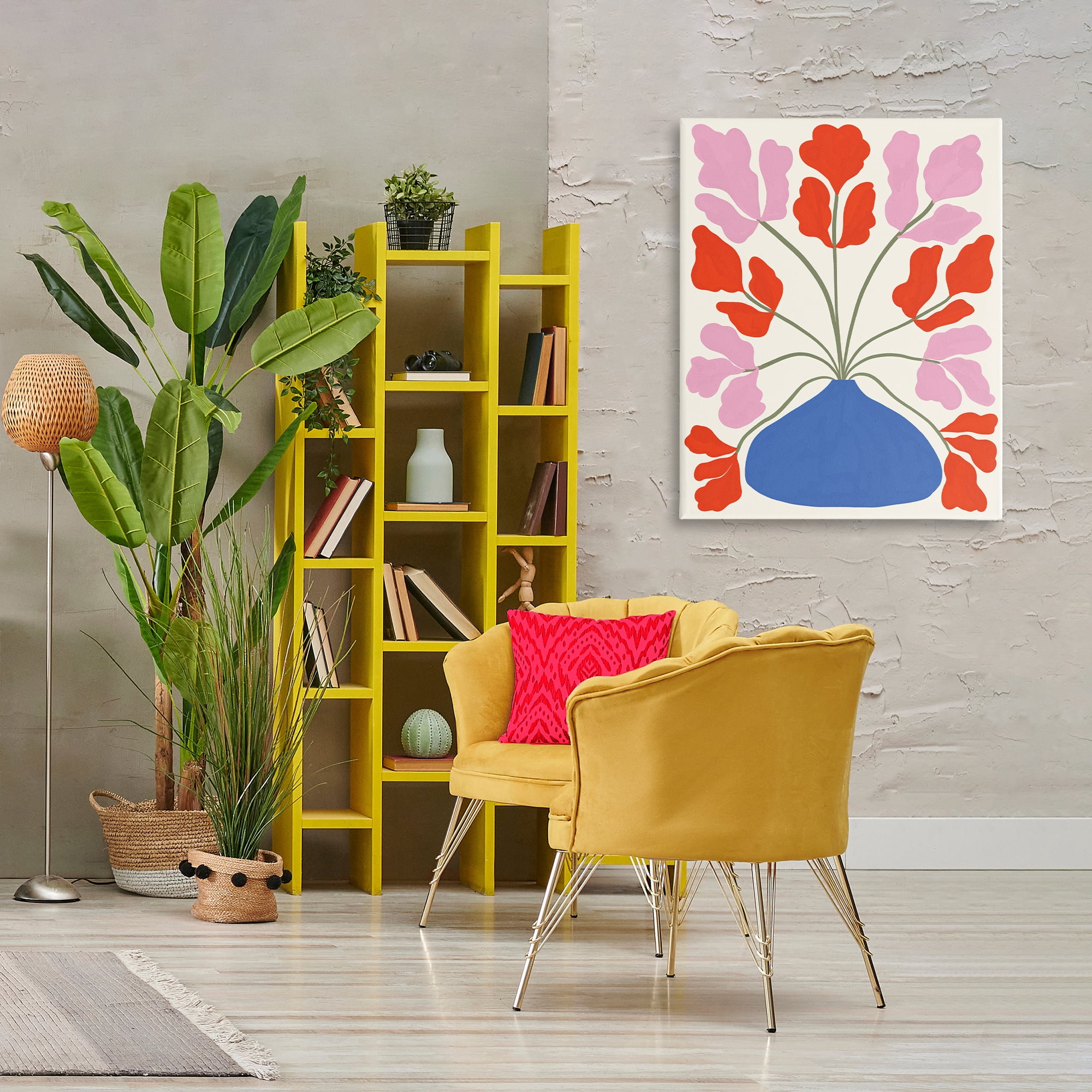 Stupell Industries Bold Symmetrical Flower Pot Plants & Flowers Painting Wrapped Canvas Art Print Wall Art, 30 x 40