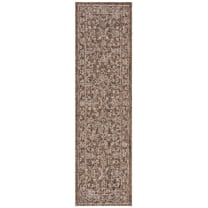 SAFAVIEH Courtyard Darin Botanical Indoor/Outdoor Runner Rug, Brown/Ivory, 2'3" x 6'7"