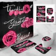 thumbnail image 1 of Juego de 4 cortinas de ducha con rosas amarillas con alfombras antideslizantes, tapa de inodoro y alfombrilla de baño, decoración de baño elegante y llamativa con motivos florales, agradecidos,, 1 of 6