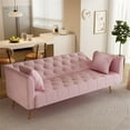 thumbnail image 4 of 71" Convertible Sofa Bed Folding Velvet Sofa with Adjustable Backrest in Pink, 4 of 9