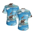 thumbnail image 3 of Yiaed Elephant Giraffe Print Women's T Shirt V-Neck Short Sleeve Shirt Casual Breathable Tee Summer Tops-Large, 3 of 5