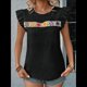 thumbnail image 5 of Blusa de Verano con Bordado Floral para Mujer, Cuello Redondo, Corta Negro XXL, 5 of 10