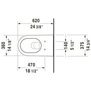 Duravit 253309-Dual Starck 2 0.8/1.6 Gpf Dual Flush Wall Mounted One Piece Elongated