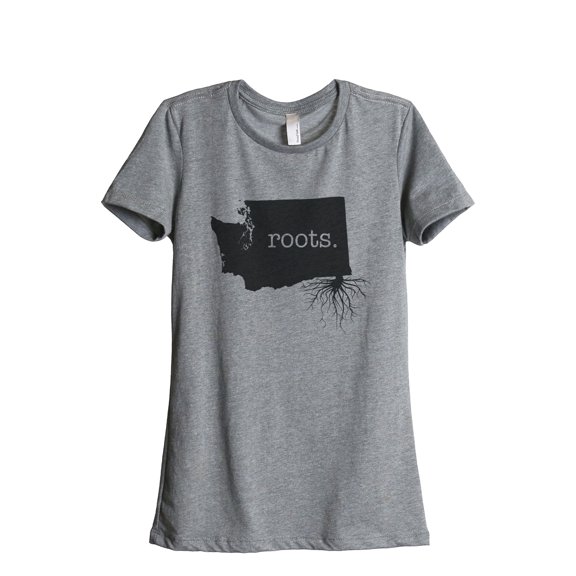 Thread Tank Home Roots State Washington WA Women's Relaxed Crewneck T-Shirt Tee Heather Grey Small
