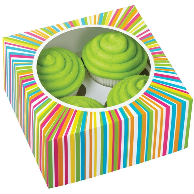 Caja para cupcakes Wilton Color Wheel 4 cupcakes, paquete de 3