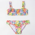 thumbnail image 2 of IROINNID Toddler Girls Swimsuit Flower Dolphin Print Beach Ruffle Bikini Bathing Suit, 2 of 7