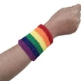 thumbnail image 2 of Women Men Sports Wristbands Towel Sweatband Rainbow Colorful Stripes Breathable, 2 of 9
