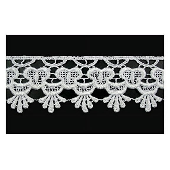 Altotux 2" White Floral Venice Lace Trim Craft Supplies Sewing Notions By 2 Yards