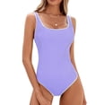 thumbnail image 1 of Women'S One-Piece Swimsuit Color Block Ribbed Sports Adjustable Strap High Cut Swimsuits Deep XL, 1 of 9