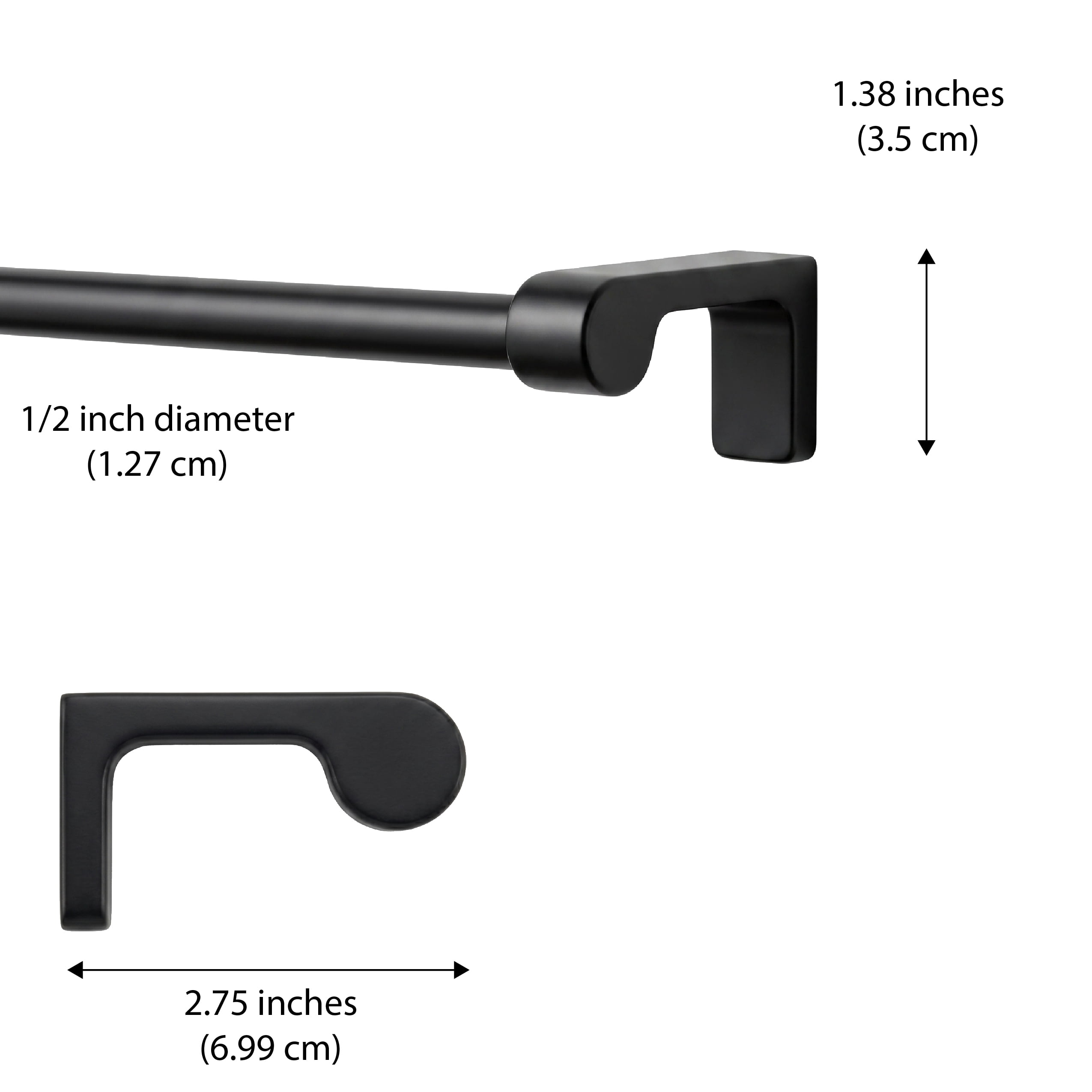 Mainstays 1/2" Matte Black Minimal Curtain Rod, 28"-48"