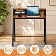 thumbnail image 4 of 31.5" 2 Tier Small Computer Desk PC Laptop Table, Computer Study Writing Workstation for Home Office, Walnut, 4 of 9