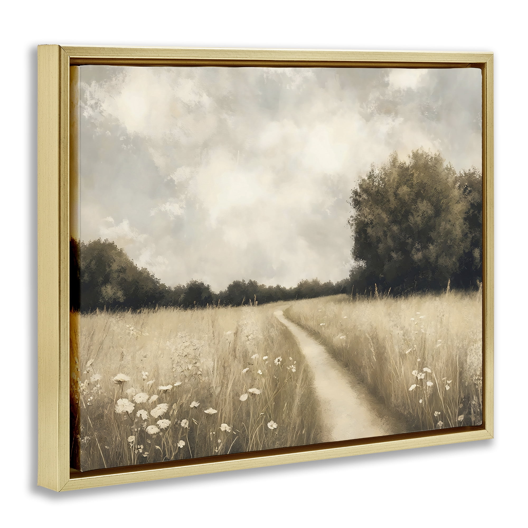 Stupell Industries Journey Through Wildflowers in Meadow Gold Framed Floater Canvas Wall Art, design by Creative Studio
